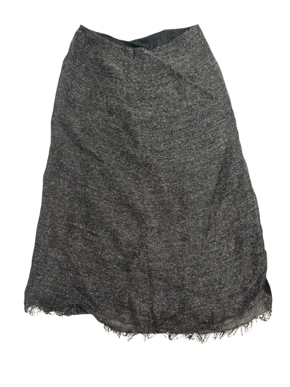 Zara Charcoal Tweed A-Line Skirt with Frayed Hem